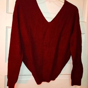 Burgundy Sweater with Knotted back - small